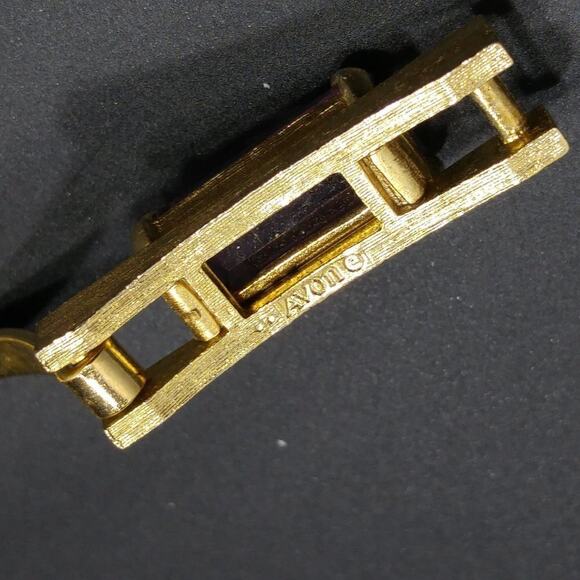 Vintage Avon Purple Faceted Glass Stone Gold Tone Hinged Bangle Bracelet 7" - Picture 5 of 8